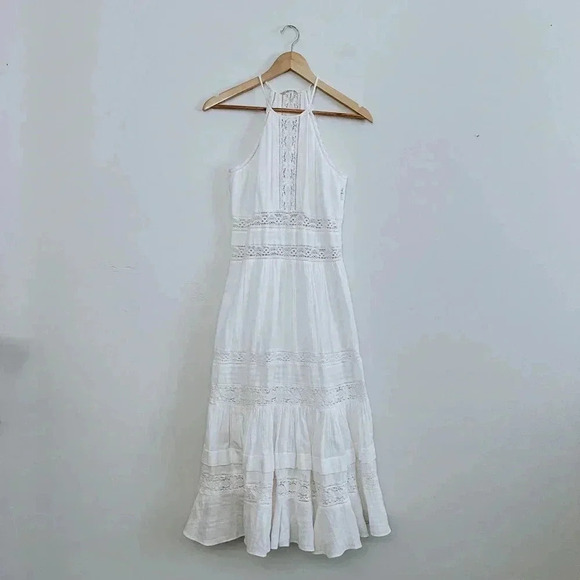 Rebecca Taylor White Crochet High Neck Expensive New York Designer Dress - Picture 3 of 10